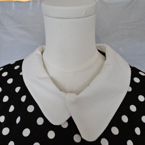 Oxiuly Retro Polka Dot Sheath Dress – Black & White – Peter Pan Collar – Size L - Picture 4 of 11